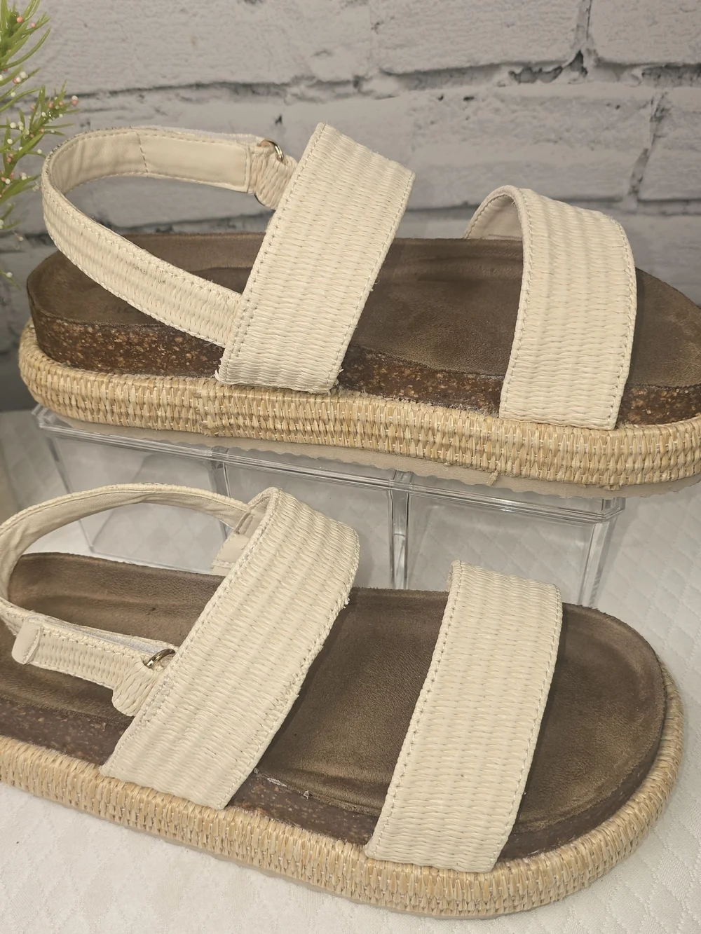 PIERRE DUMAS SLINGBACK PLATFORM SANDAL WOVEN CANVAS UPPER ESPADRILLE SOLE 7